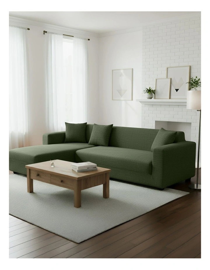 4 Seater Sofa Cover Plain Army in Green image 4