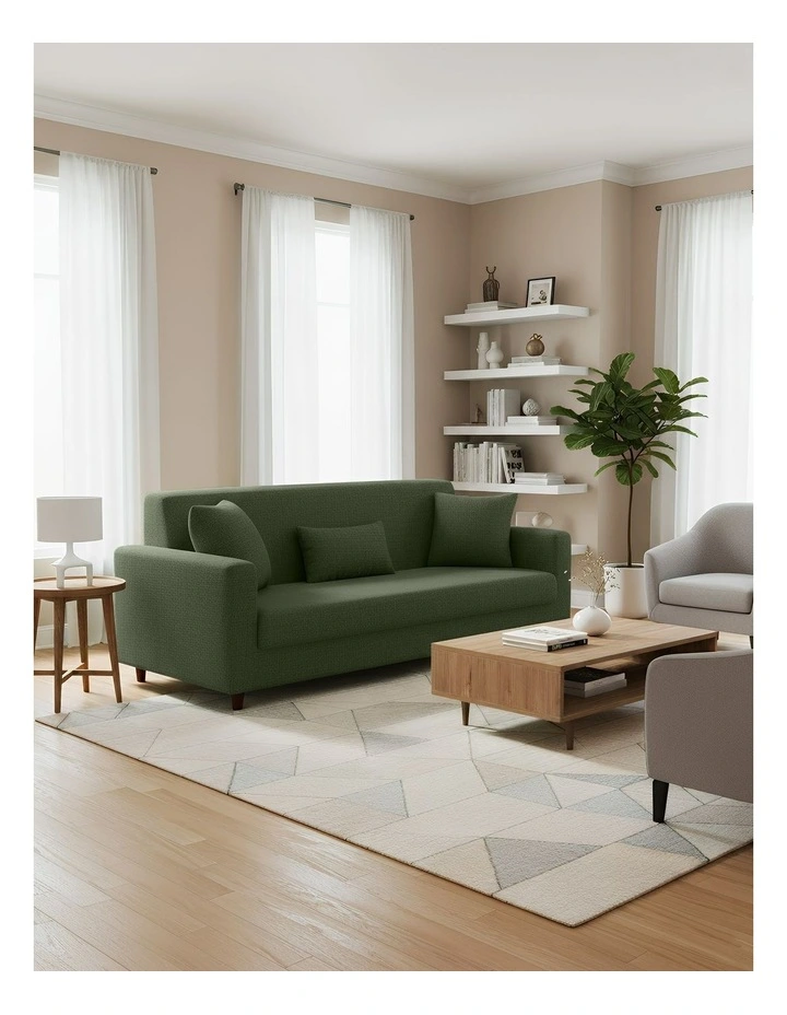3 Seater Sofa Cover Plain in Army Green image 3