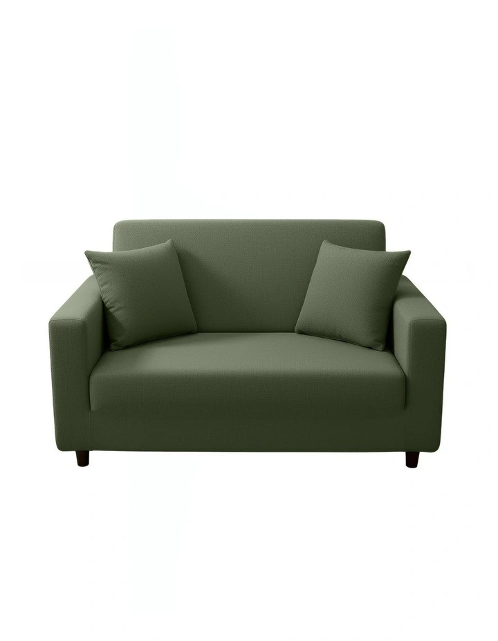 2 Seater Sofa Cover Plain in Army Green image 1