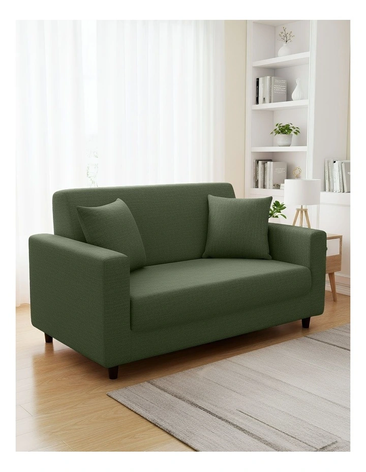 2 Seater Sofa Cover Plain in Army Green image 2