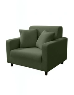 1 Seater Sofa Cover Plain Army in Green