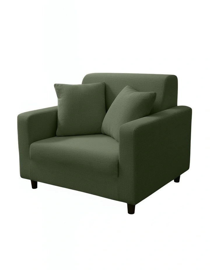 1 Seater Sofa Cover Plain Army in Green image 1