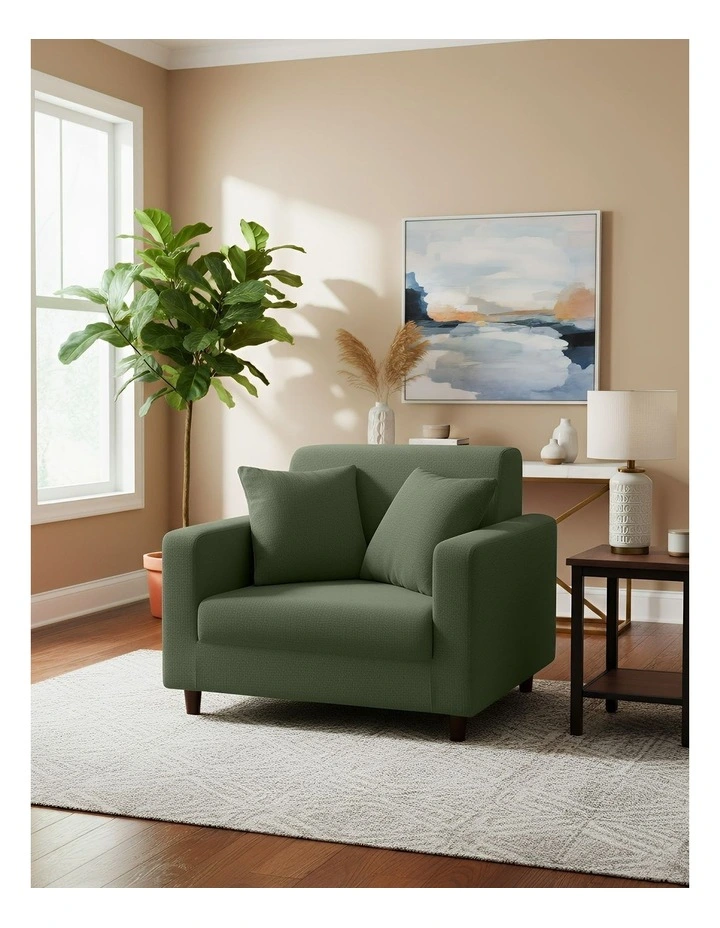 1 Seater Sofa Cover Plain Army in Green image 2