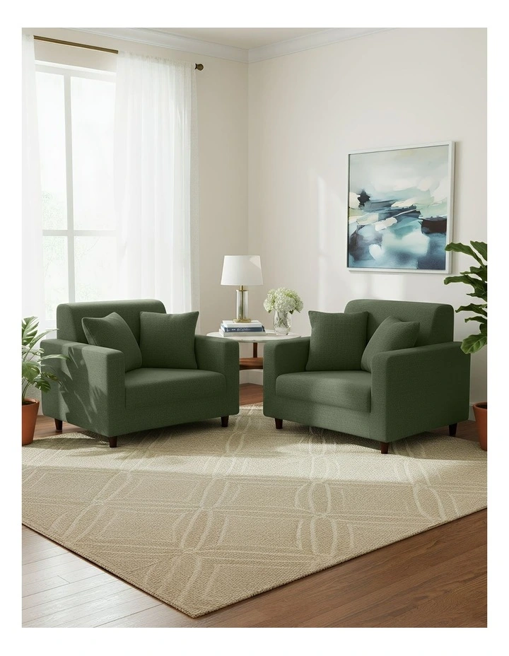 1 Seater Sofa Cover Plain Army in Green image 5