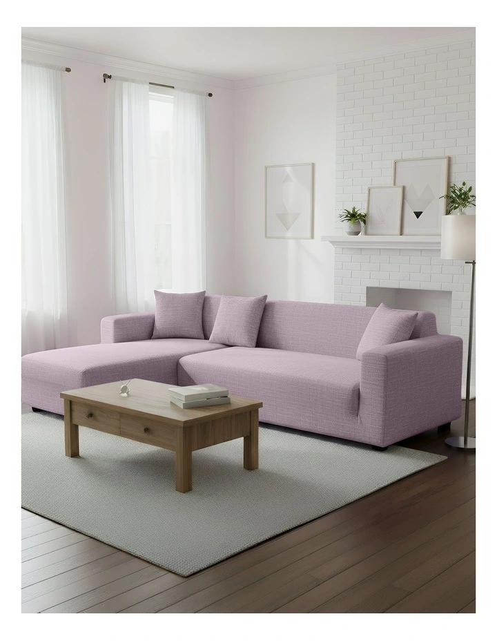 4 Seater Sofa Cover Plain in Light Purple image 4