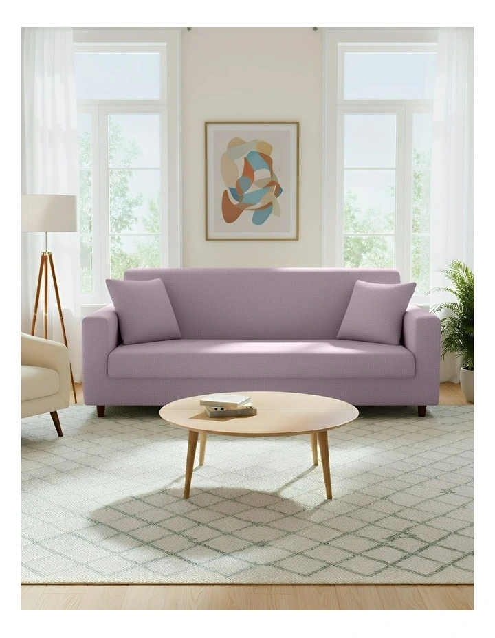 3 Seater Sofa Cover Plain Light in Purple image 2