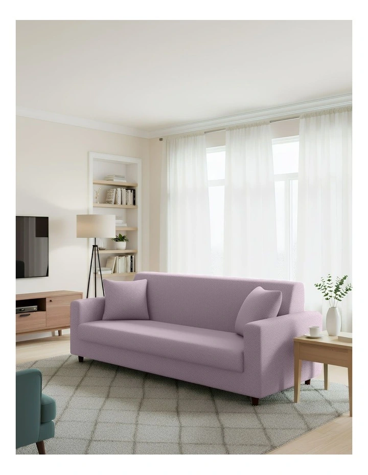 3 Seater Sofa Cover Plain Light in Purple image 3