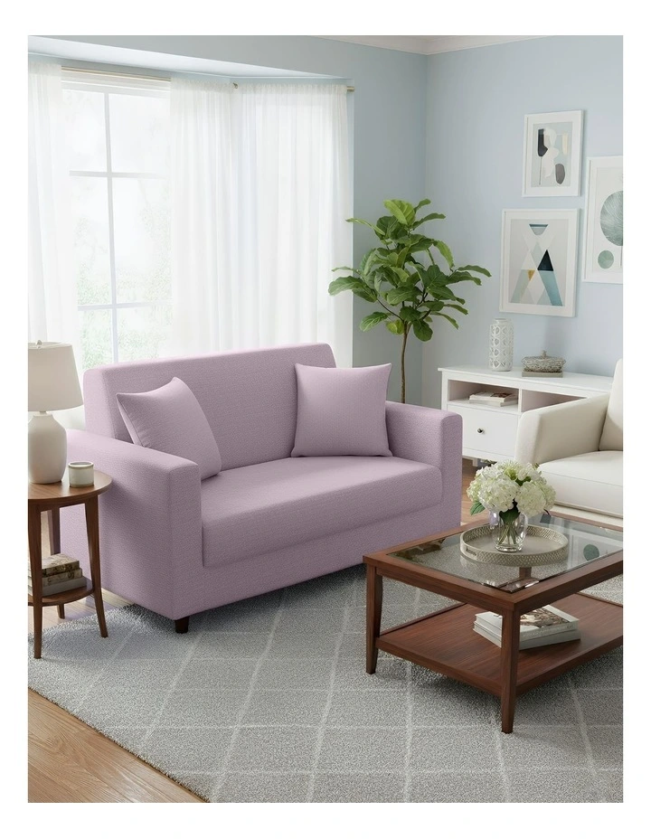 2 Seater Sofa Cover Plain in Light Purple image 4