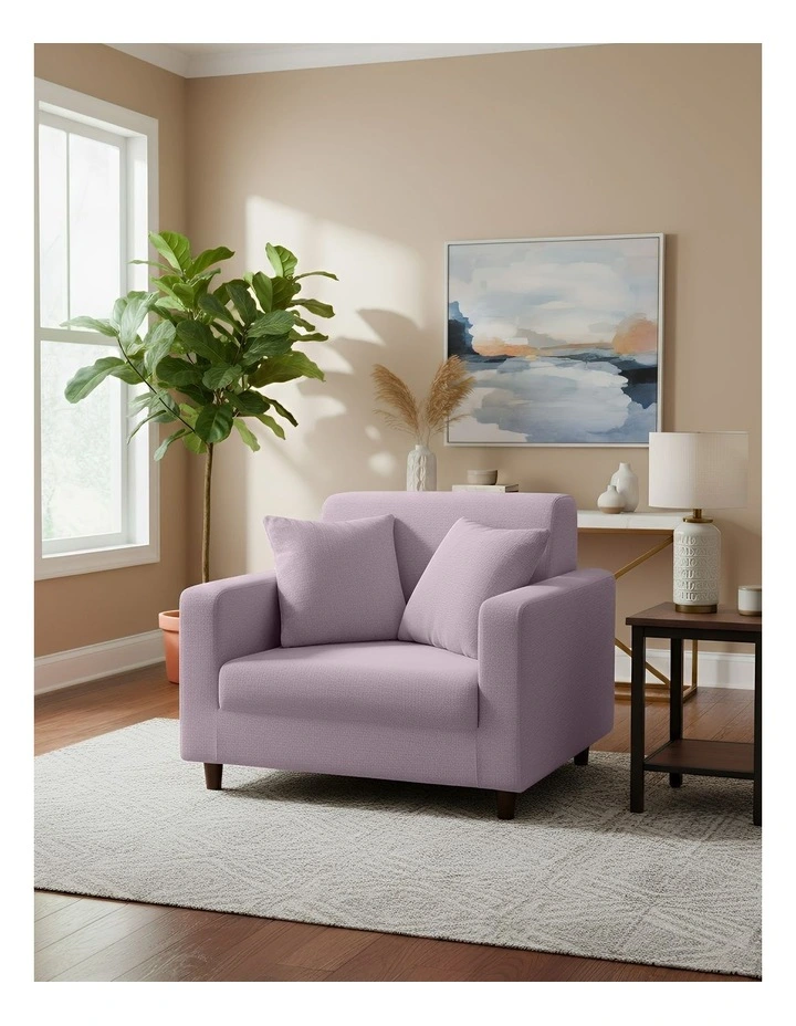1 Seater Sofa Cover Plain in Light Purple image 2