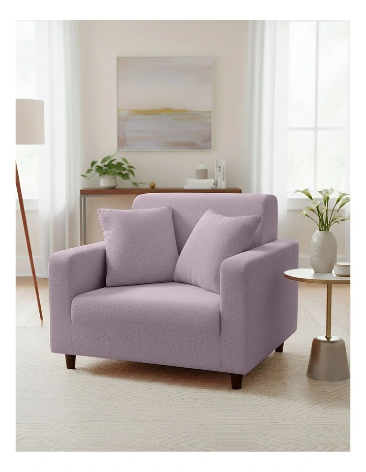 1 Seater Sofa Cover Plain in Light Purple image 3