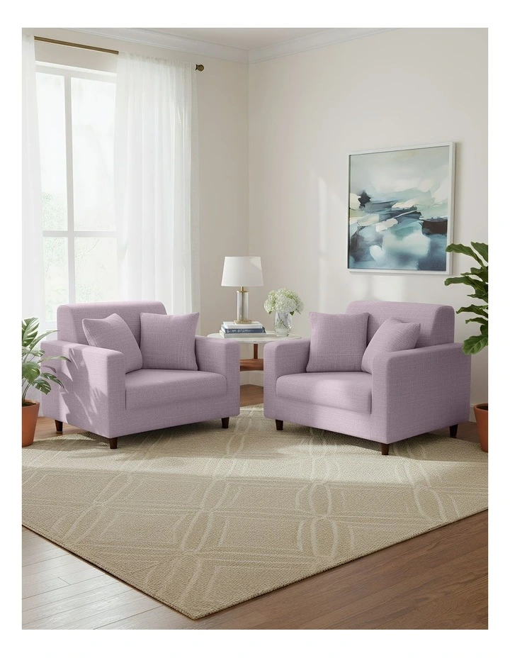 1 Seater Sofa Cover Plain in Light Purple image 4