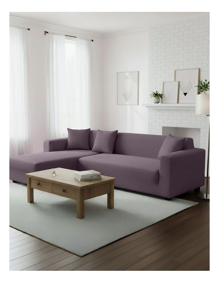 4 Seater Sofa Cover Plain in Purple image 4