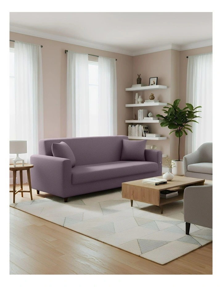 3 Seater Sofa Cover Plain in Purple image 3
