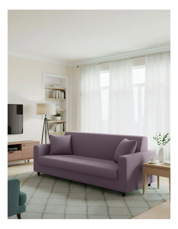 3 Seater Sofa Cover Plain in Purple image 4