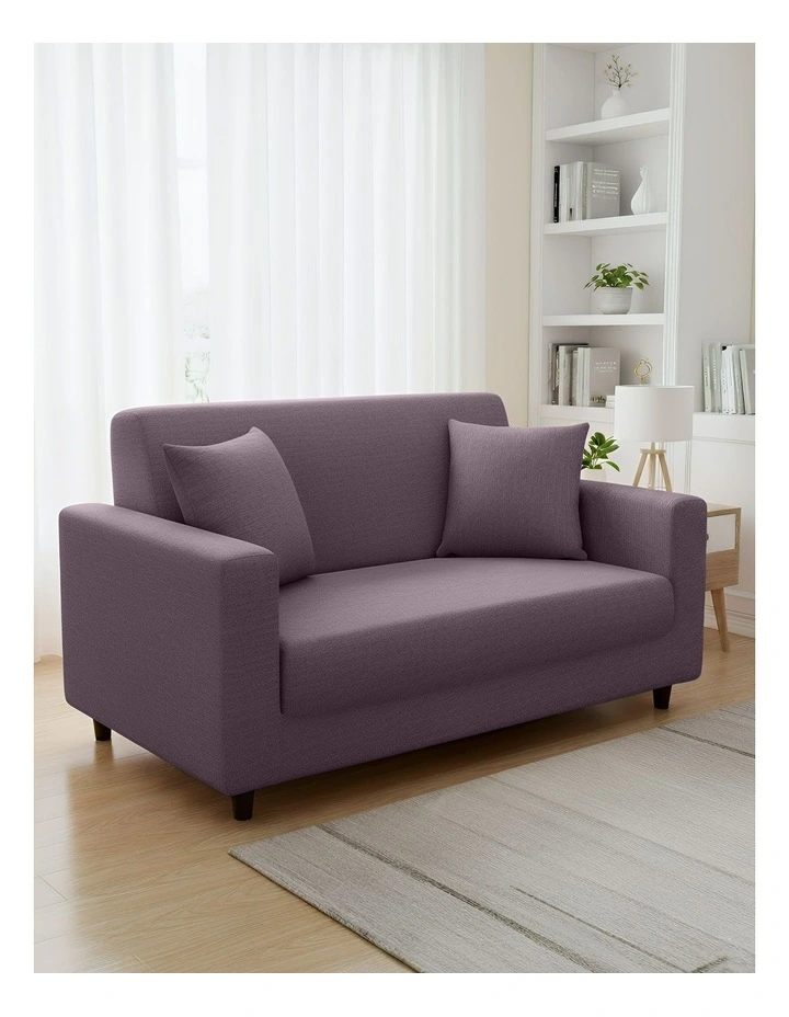 2 Seater Sofa Cover Plain in Purple image 2