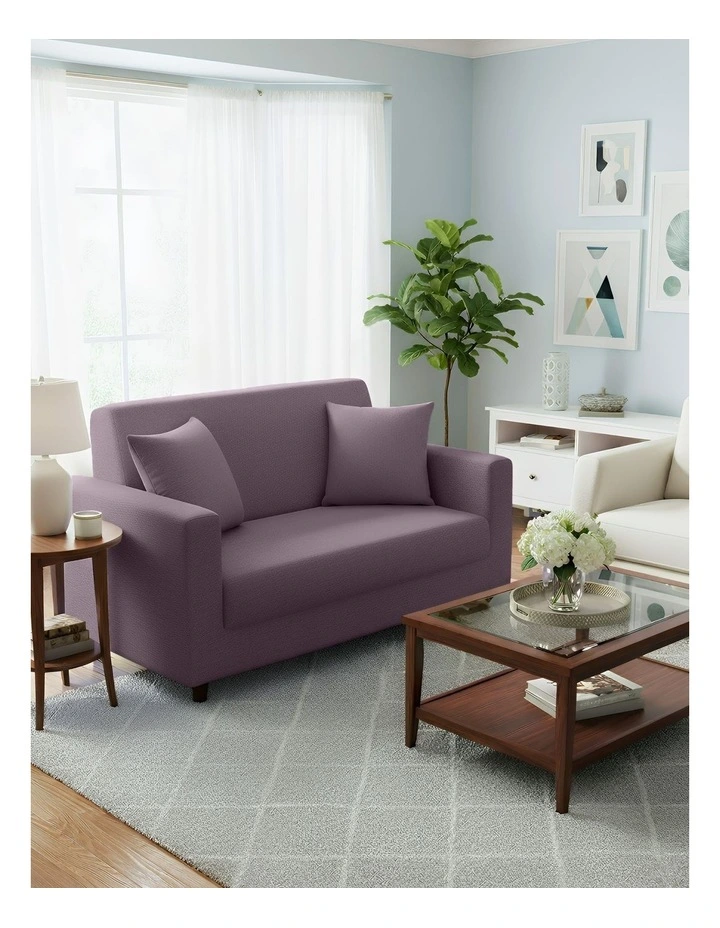 2 Seater Sofa Cover Plain in Purple image 3