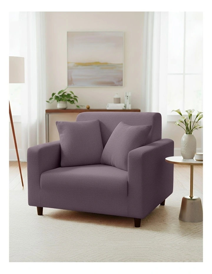 1 Seater Sofa Cover Plain in Purple image 3