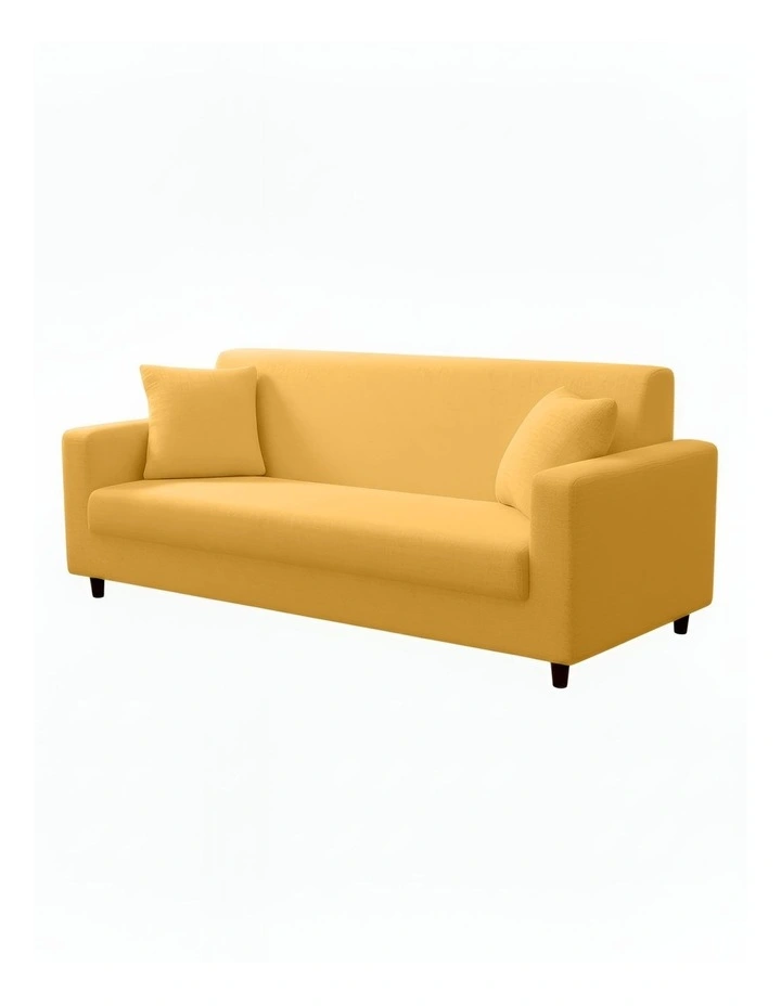 3 Seater Sofa Cover Plain in Yellow image 1