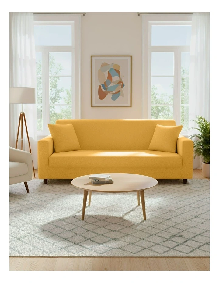 3 Seater Sofa Cover Plain in Yellow image 2