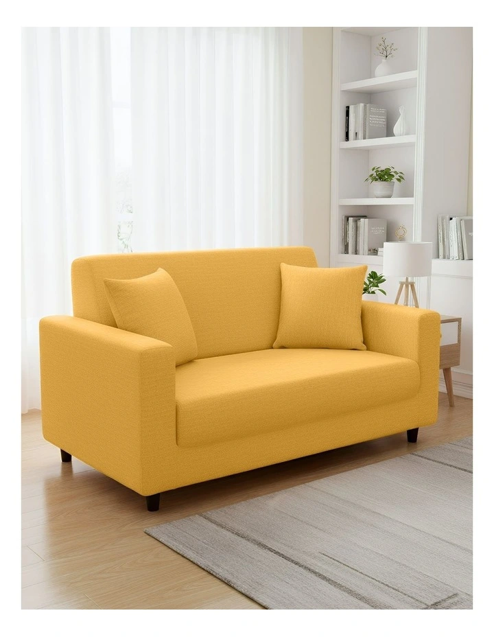 2 Seater Sofa Cover Plain in Yellow image 2