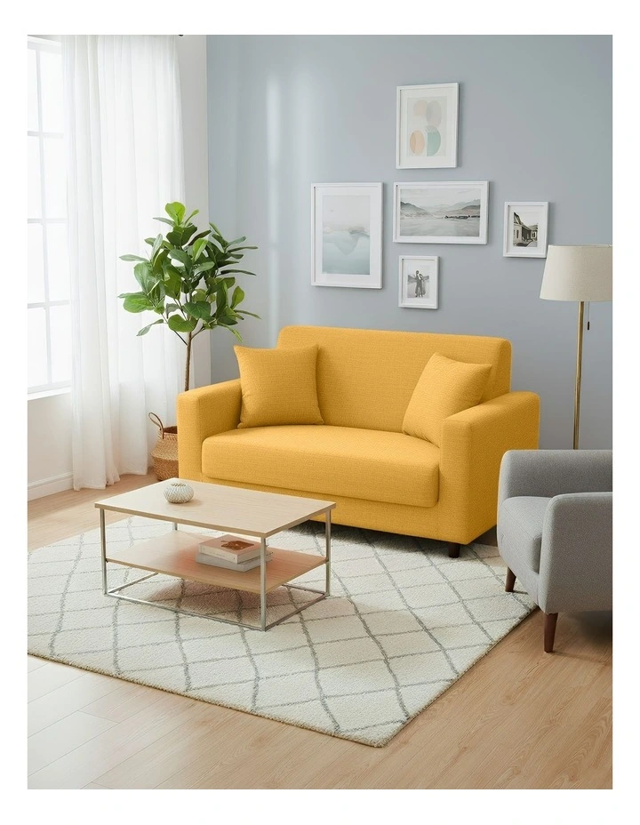2 Seater Sofa Cover Plain in Yellow image 4