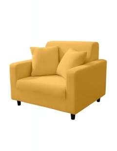 1 Seater Sofa Cover Plain in Yellow