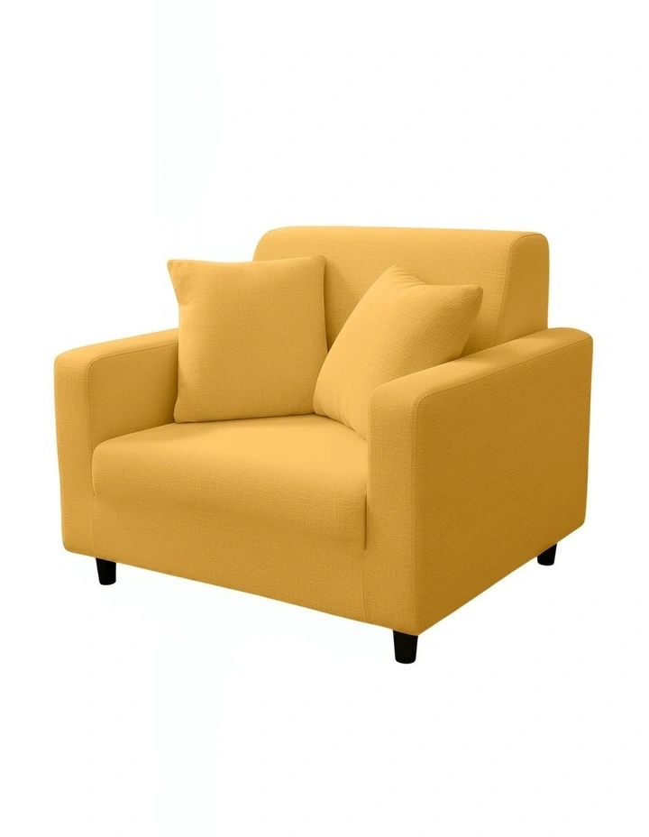 1 Seater Sofa Cover Plain in Yellow image 1