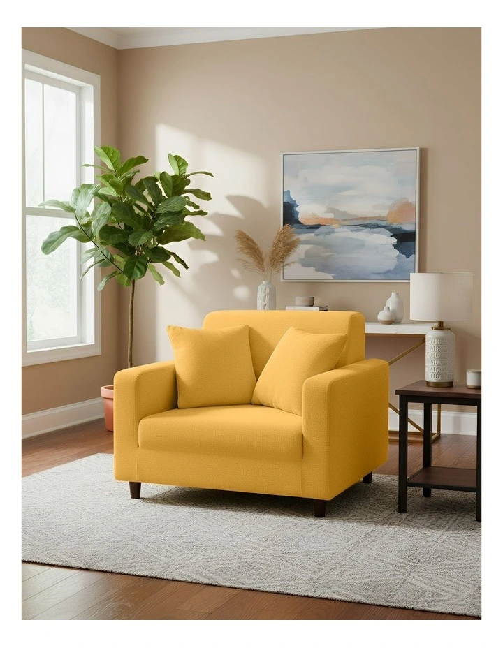 1 Seater Sofa Cover Plain in Yellow image 2