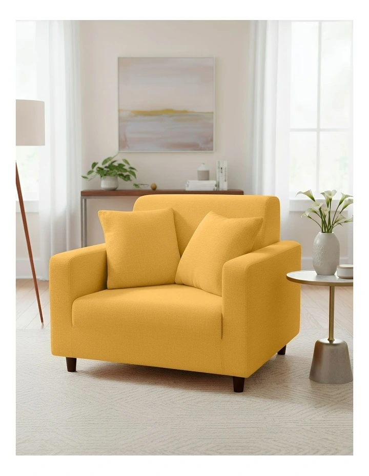 1 Seater Sofa Cover Plain in Yellow image 3