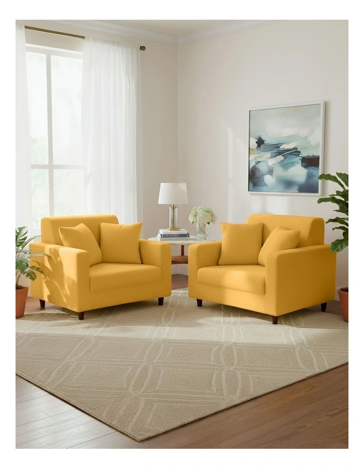 1 Seater Sofa Cover Plain in Yellow image 4