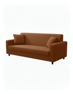 3 Seater Sofa Cover Plain in Light Coffee