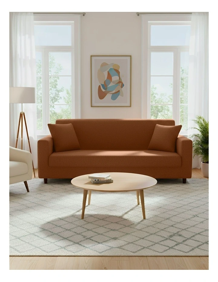 3 Seater Sofa Cover Plain in Light Coffee image 2