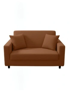 2 Seater Sofa Cover Plain in Light Coffee