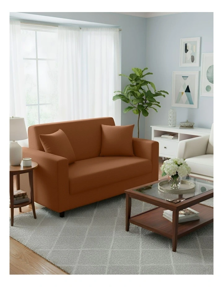 2 Seater Sofa Cover Plain in Light Coffee image 3