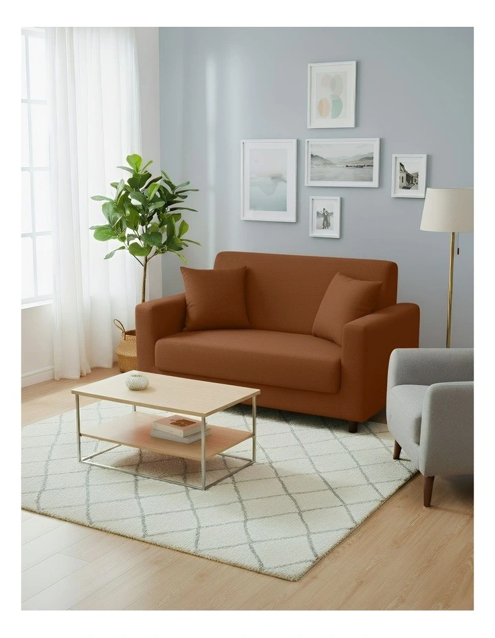 2 Seater Sofa Cover Plain in Light Coffee image 4