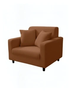 1 Seater Sofa Cover Plain in Light Coffee