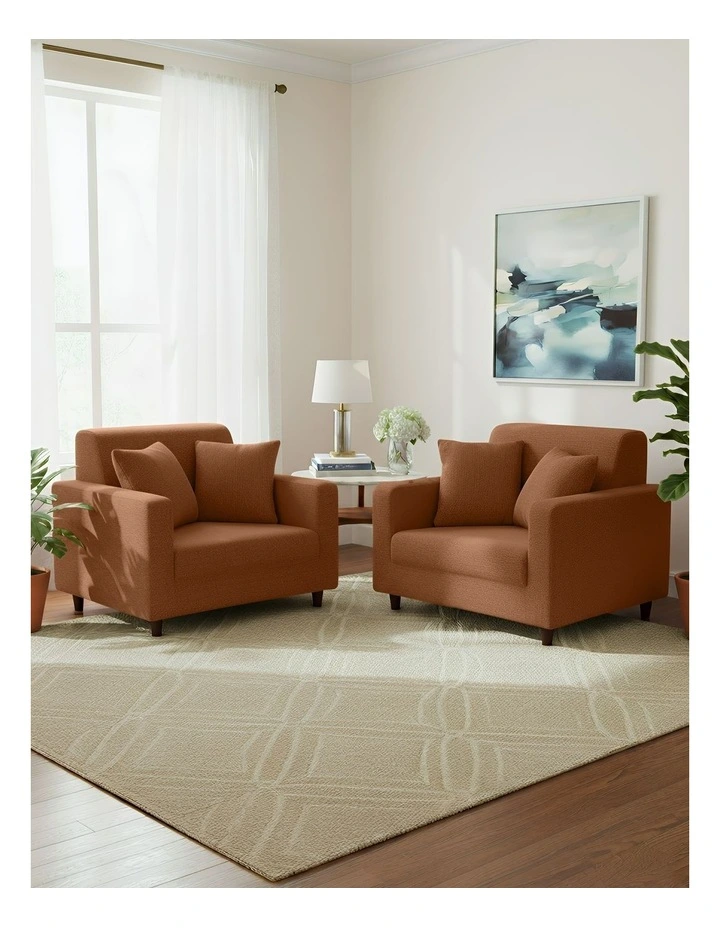 1 Seater Sofa Cover Plain in Light Coffee image 4
