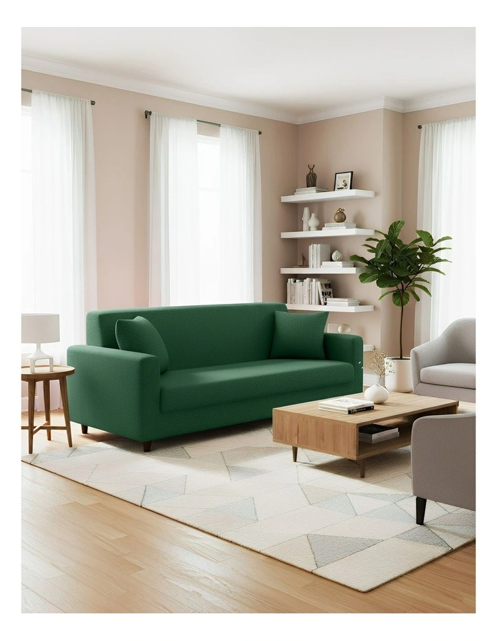 3 Seater Sofa Cover Plain in Green image 3