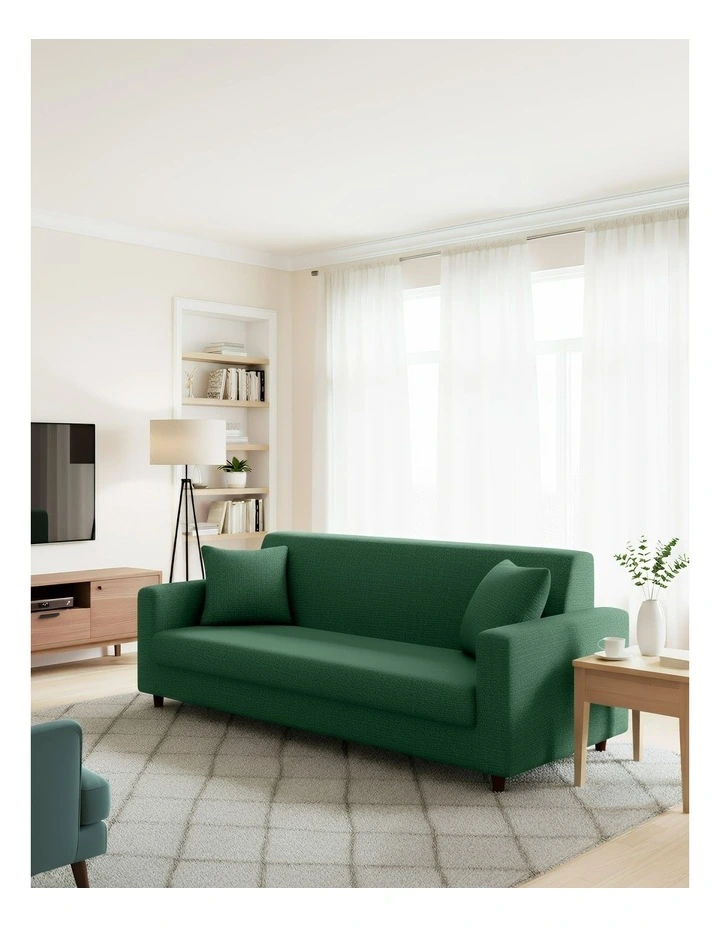 3 Seater Sofa Cover Plain in Green image 4