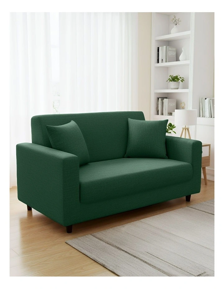 2 Seater Sofa Cover Plain in Green image 2