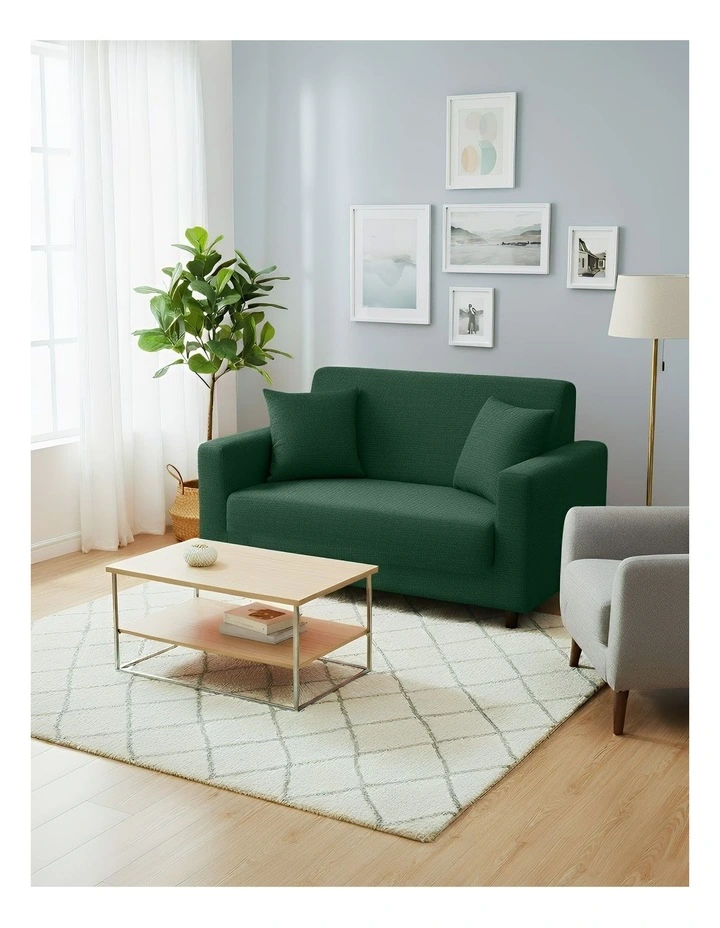 2 Seater Sofa Cover Plain in Green image 4