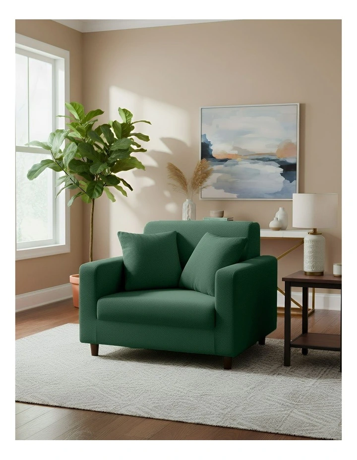 1 Seater Sofa Cover Plain in Green image 2