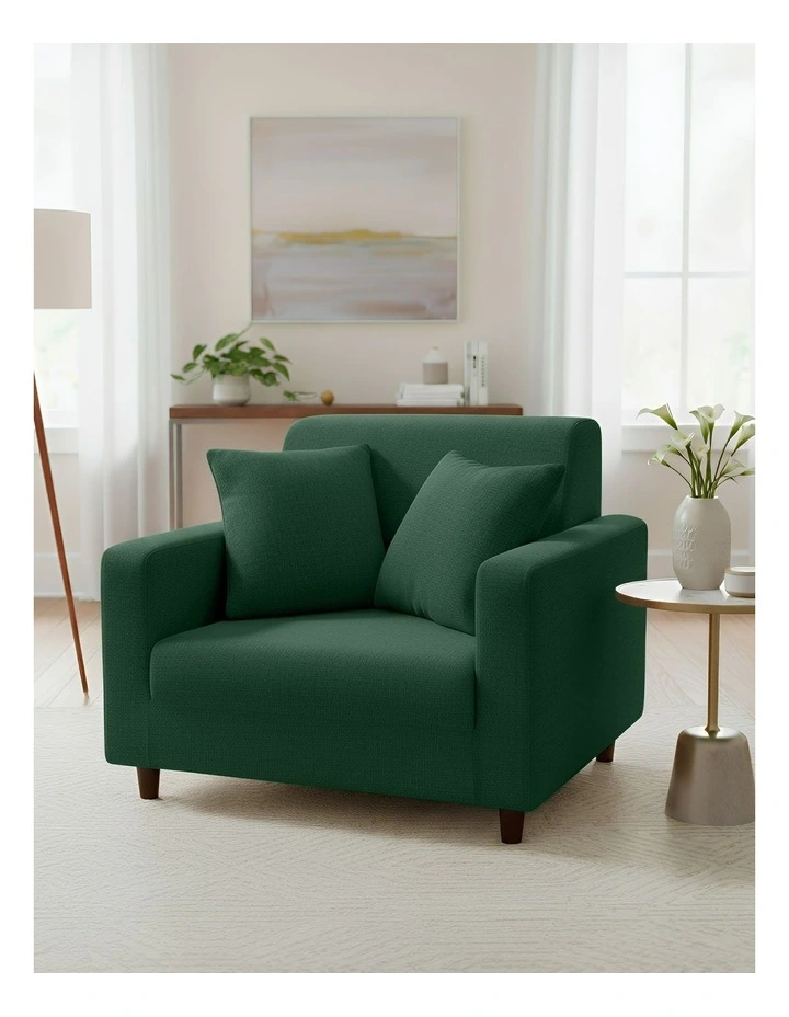 1 Seater Sofa Cover Plain in Green image 3