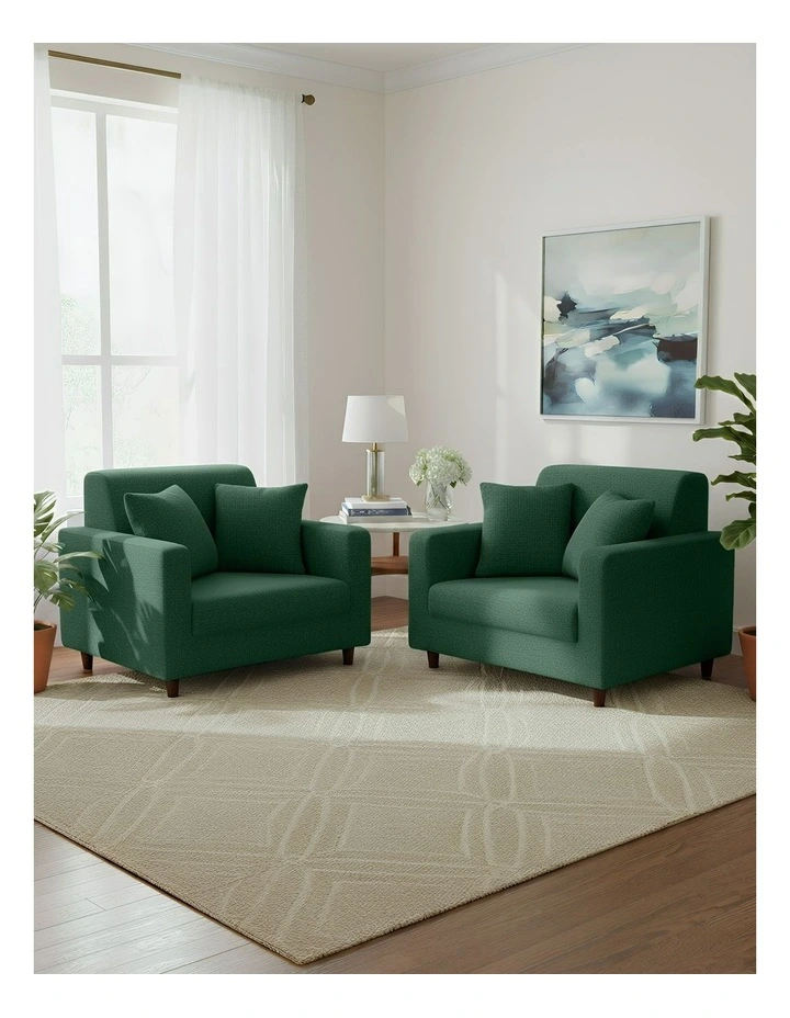 1 Seater Sofa Cover Plain in Green image 4