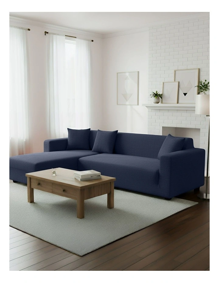 4 Seater Sofa Cover Plain in Navy Blue image 4