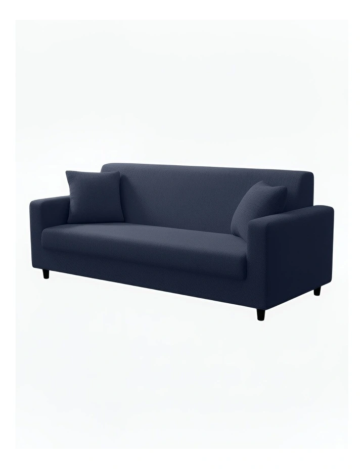3 Seater Sofa Cover Plain in Navy Blue image 1