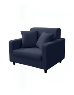 1 Seater Sofa Cover Plain in Navy Blue