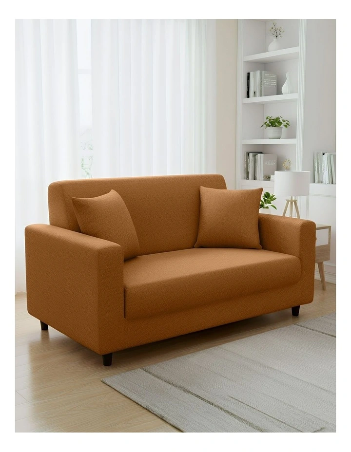 2 Seater Sofa Cover Plain in Caramel image 2