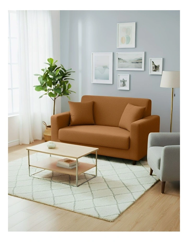 2 Seater Sofa Cover Plain in Caramel image 4