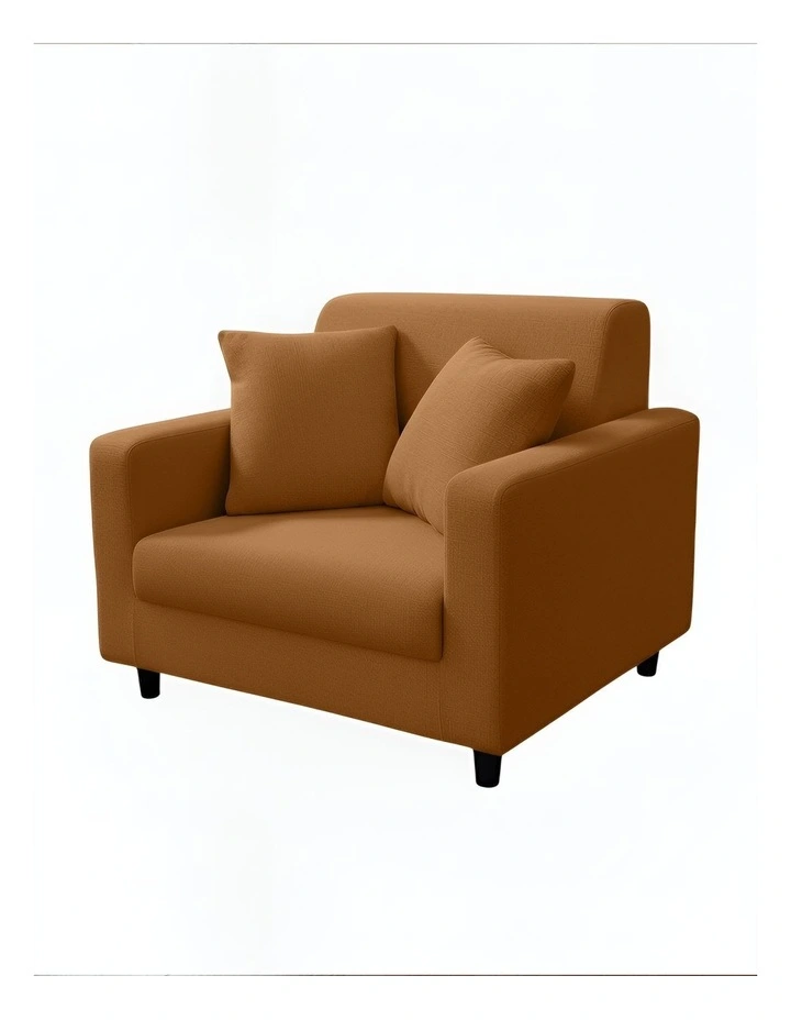 1 Seater Sofa Cover Plain in Caramel image 1